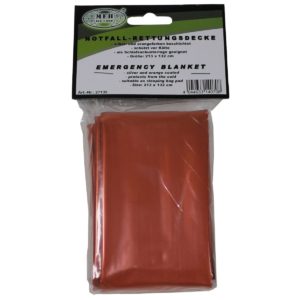 MFH Emergency Blanket, Silver And Orange Coated
