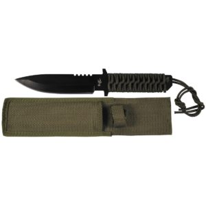 MFH Knife, Fixed Blade, OD Green, Wrapped Handle