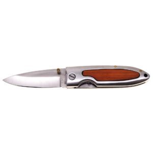 MFH Jack Knife, One-Handed, Silver, Wooden Insert