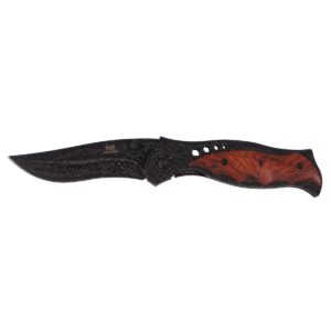 MFH Jack Knife, One-Handed, Black, Wooden Covering