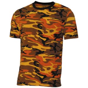 MFH US T-Shirt, "Streetstyle", Orange-Camo, 140-145 g/m²
