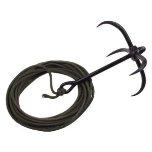 MFH Grappling Hook, Metal, Black, OD Green Rope