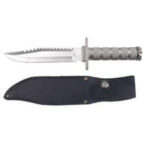 MFH Survival Knife, Silver, Aluminium Handle, Sheath