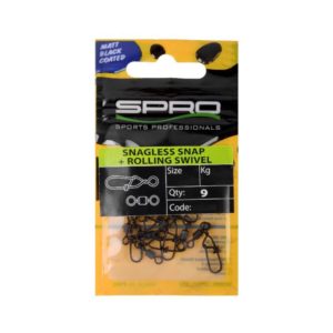 SPRO Matte Black Snagless Snap + Rolling Swivel