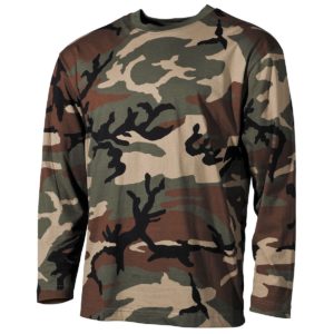MFH US Shirt, Long-Sleeved, Woodland, 170 g/m²